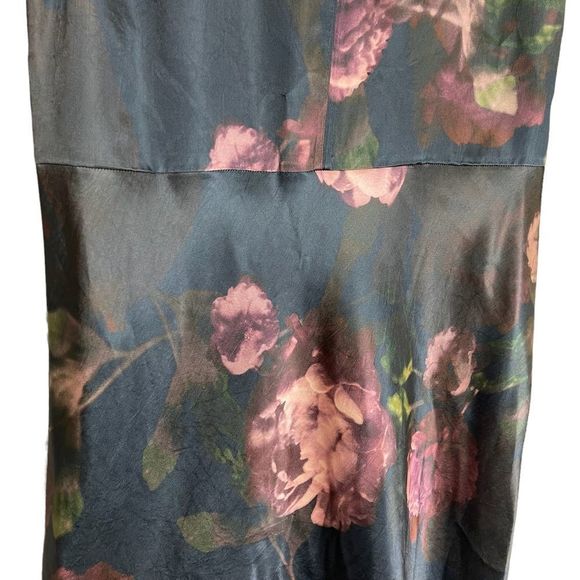 Vince Dress Night Garden Square Neck Slip Long Maxi Floral Navy Blue Size 6 - Picture 9 of 12
